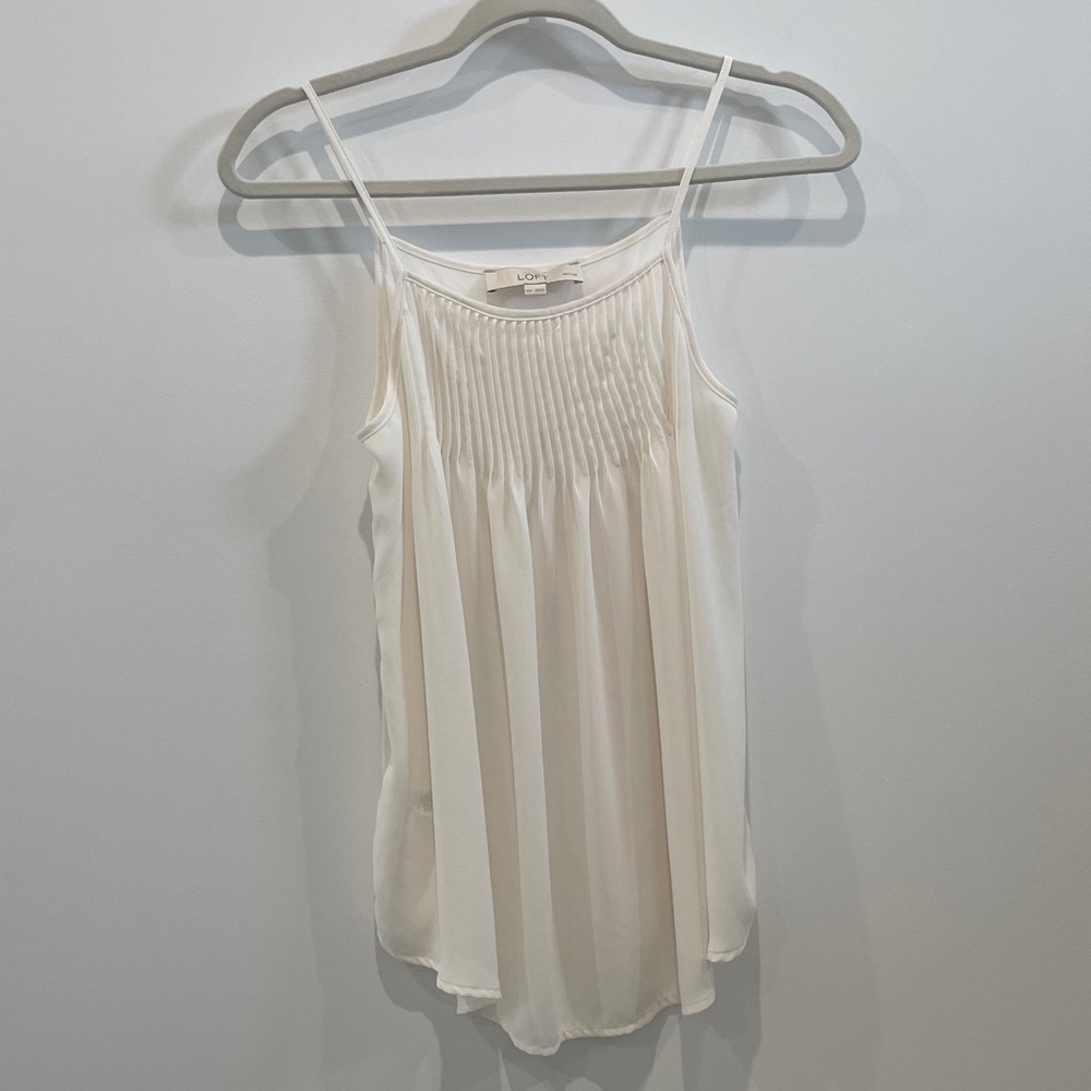 New LOFT Cream Pleated Camisole XSP